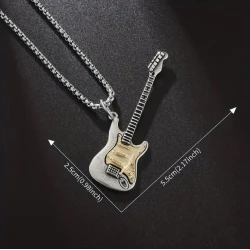 Necklace with guitar (Fender Stratocaster) pendant silver-colored