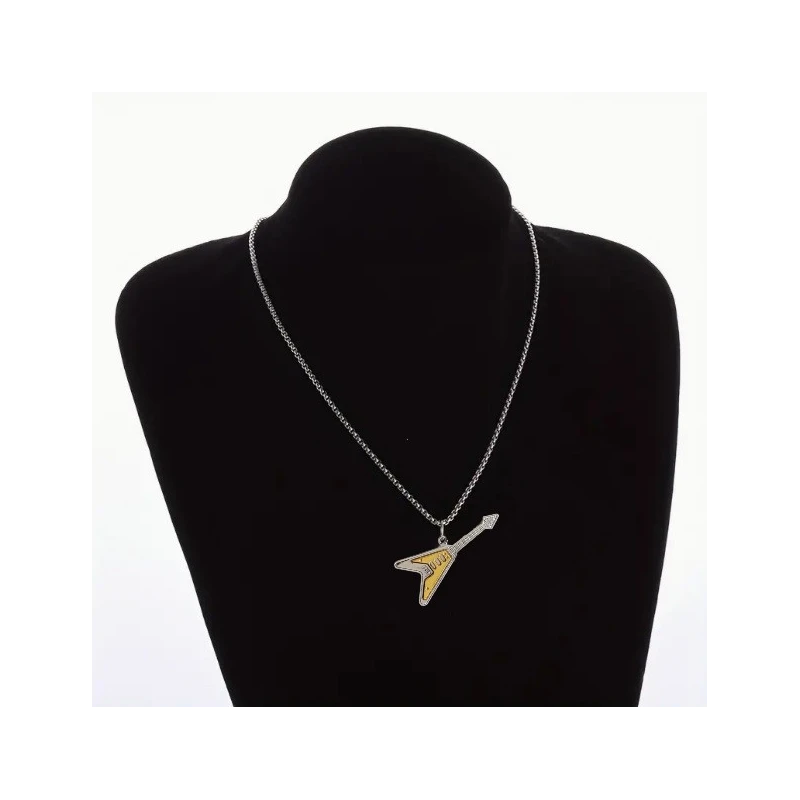 Necklace with guitar (Epiphone Flying-V)) pendant silver-colored