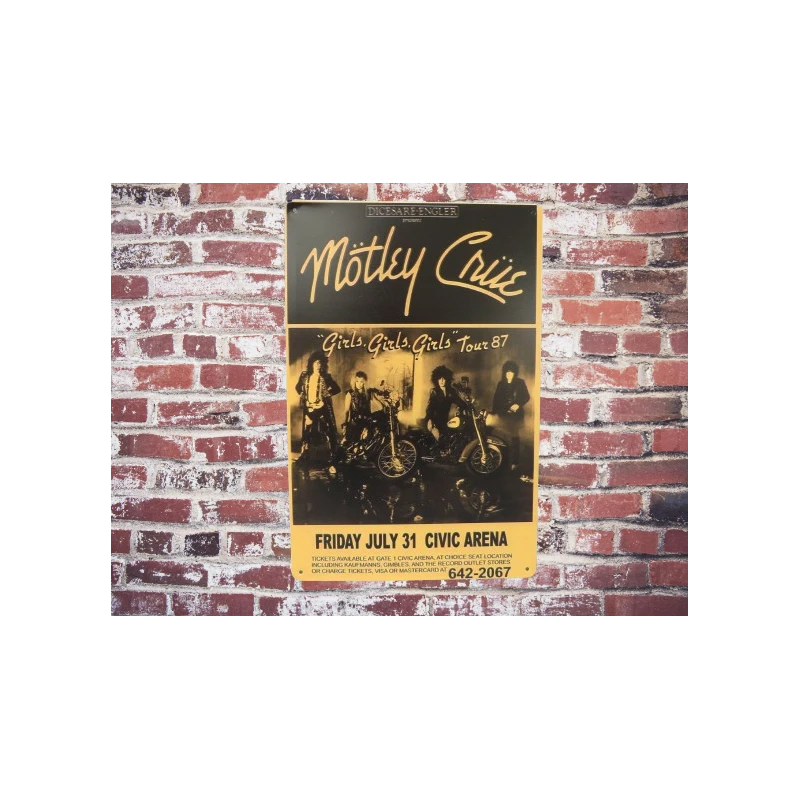 Enseigne murale MÖTLEY CRÜE "girls, girls, girls Tour" Vintage Retro - Mancave - Décoration murale - Enseigne publicitaire -