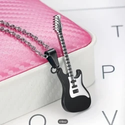 Necklace with guitar (Fender Stratocaster) pendant black