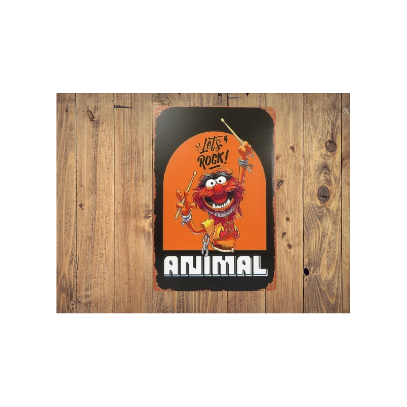 Wall Sign Metal Wall Sign "ANIMAL 'Let's Rock' - Muppets" - Mancave - Wall Decoration -